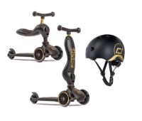 Scoot & Ride Highwaykick 1 Jeździk i hulajnoga + kask XXS-S Black&Gold LE