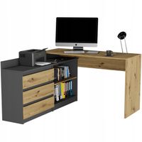Biurko narożne i komoda zestaw 120x50 artisan mix antracyt N-15