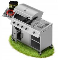 Duży Grill Ogrodowy Gazowy 4+1 NIERDZEWNY ŻELIWNY Koler Relish V3 Szafka