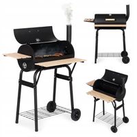 Duży grill ogrodowy z termometrem - 3 półki koła komin - na taras/do ogrodu