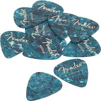 Fender Wysokiej jakości celuloidowe kostki gitarowe w kształcie 351, turkus oceaniczny, średnie, 12-pak