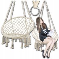 FOTEL WISZĄCY HUŚTAWKA OGRODOWA BOCIANIE GNIAZDO BOHO DO DOMU OGRODU 120CM