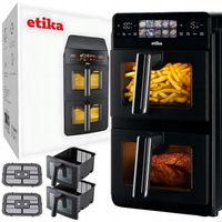 FRYTKOWNICA BEZTŁUSZCZOWA AIR FRYER FRYTOWNICA DWUKOMOROWA 10L PIONOWA XXL