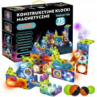 KLOCKI MAGNETYCZNE KONSTRUKCYJNE ŚWIECĄCY TOR EDUKACYJNE DLA DZIECI 75 elem