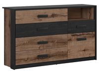 Komoda Kassel 150 cm z drzwiami i 5 szufladami dąb monastery/dąb czarny