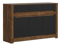 Komoda Ruso 149 cm z 3 drzwiami i 3 szufladami dąb april/czarny mat