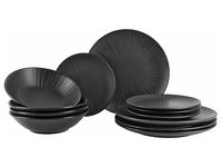 Komplet obiadowy 12 el. ceramiczny Black czarny mat
