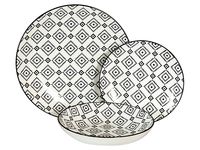 Komplet obiadowy 18 elementów porcelanowy Arlekin biało-czarny