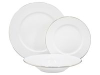 Komplet obiadowy 18 el. porcelanowy Gold Rim biały ze złotym rantem
