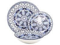 Komplet obiadowy 18 el. porcelanowy Lisboa niebieski