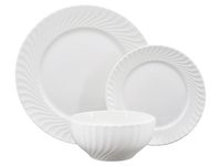 Komplet obiadowy porcelanowy Waves biały 18 elementów