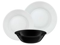 Komplet obiadowy 18 elementy szklany Domino czarno-biały