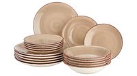 Komplet obiadowy ceramiczny Inka 18 elementowy beżowy
