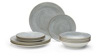 Komplet obiadowy porcelanowy Tina  12 el. szary