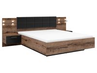 Łóżko Kassel 160x200 ze stelażem i pojemnikiem i 2 szafkami nocnymi dąb monastery