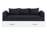 Łóżko rozkładane Tetrix biały połysk  80-160x200 z pojemnikiem materacem i poduszkami czarne