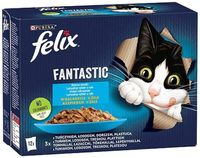 Karma dla kota FELIX FANTASTIC Rybne Smaki  Tuńczyk, Łosoś, Dorsz, Płastuga 12x85g
