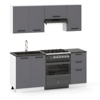 Meble kuchenne Zestaw mebli kuchennych KUCHNIA BARCELONA 1,8M GRAFIT ANEKS