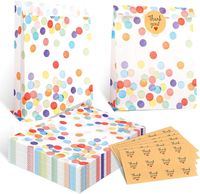 Lanovuto 50 sztuk torebek na prezenty urodzinowe dla dzieci, torebki na urodziny dziecka, z 60 naklejkami, torebki upominkowe, torebki urodzinowe dla dzieci, małe torebki papierowe na wesele, imprezę