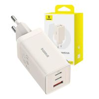 Ładowarka sieciowa Baseus GaN5 2x USB-C + USB 65W + kabel 1m Biały