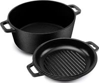 Kichly  żeliwny garnek holenderski z pokrywką do grillowania 2 w 1