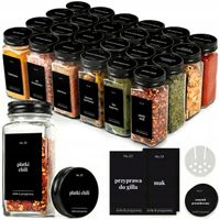 Pojemniki na przyprawy słoiczki + naklejki WODOODPORNE zestaw przyprawnik