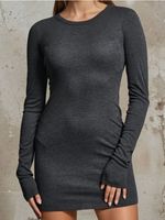 Sukienka mini z okrągłym dekoltem Kolor szary - SINSAY - 927EY-90M