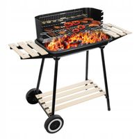 Grill węglowy ogrodowy na kółkach z 3 półkami Bauerkraft