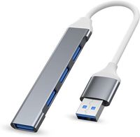 Hub USB 3.0 rozdzielacz 4 w 1 z 1 USB 3.0 i 3 portami USB 2.0 - kompatybilny z MacBook Pro, laptopami z systemem Windows i innymi urządzeniami - szary