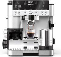 Ninja Luxe Premier Ekspres do kawy 3 w 1, latte, cappuccino, cold brew, espresso, wbudowany młynek i spieniacz do mleka, łatwy w obsłudze, 4 automatyczne ustawienia spieniania, srebrny, ES601EU