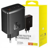 BASEUS SZYBKA ŁADOWARKA ZASILACZ 3x USB USB-C TYP-C 65W PD3.0 QC3.0 AFC SCP