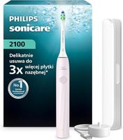 Philips Sonicare z serii 2100 – szczoteczka soniczna z 2 poziomami intensywności oraz funkcjami EasyStart, SmarTimer, 14 dni użytkowania, etui podróżne, jasnoróżowa, model HX4023/03, [Nowy]