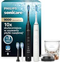 Szczoteczka elektryczna Philips Sonicare DiamondClean 9000, podwójne opakowanie, szczoteczka soniczna z aplikacją, czujnik nacisku, szklanka do ładowania, kolor czarny i Rosegold, model HX9914/61