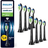 Philips Sonicare W2 Optimal White, oryginalne wymienne główki szczoteczki, kolor czarny, 8 sztuk w opakowaniu, HX6068/88, Nowy