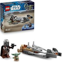 LEGO Star Wars Śmigacz Mandalorianina i Grogu, zabawka dla dziecka, zestaw z pojazdem i dwiema postaciami z serii Gwiezdne Wojny, pomysł na prezent dla 6-latka, klocki dla chłopca i dziewczynki 75436