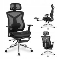 Ergonomiczny fotel biurowy Mark Adler Expert 5.7, podnóżek, podpora lędźwiowa, Czarny