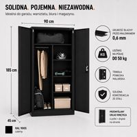 Szafa Gospodarcza Metalowa Iron Mate SATURN 185x90x45 Czarna RAL9005