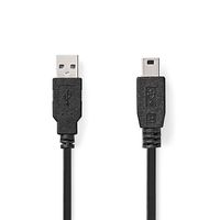 Nedis USB 2.0 USB-A Mini-B 5 stykowy 480 Mbps Niklowany 1.00 m PVC Czarny (CCGL60300BK10)