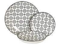 Komplet obiadowy 18 el. porcelanowy Arlekin biało-czarny
