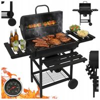 GRILL WĘGLOWY OGRODOWY BECZKA DUŻY ZAMYKANY 2 RUSZTY POPIELNIK 3 BLATY GRIL