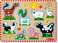 PUZZLE DREWNIANE Z DŹWIĘKIEM UKŁADANKA ZWIERZĘTA NA WSI MELISSA & DOUG