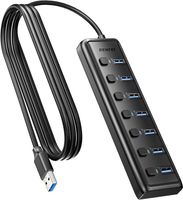 BENFEI Hub USB 3.0 7-portowy ultracienki przenośny rozdzielacz USB z kablem o długości 1 m