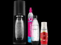 Saturator SODASTREAM Terra Black + nabój CO2 + 2 butelki Fuse 1L + syrop malinowy 440ml Czarny