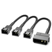 deleyCON 20cm 4-Pinowy Molex 5V do 3x3-Pinowego Kabla Wentylatora - Kabel Wentylatora Adaptera do Wentylatorów Procesora i Obudowy - Przedłużacz Kabla Wentylatora Zasilacza Czarny