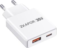 ZKAPOR Ładowarka 30W USB C zasilacz 2-portowy USB C