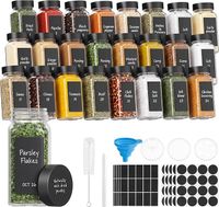 Szklane Słoiczki na Przyprawy SONGMICS 24 z Etykietami i Lejkiem 120 ml