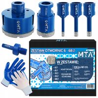 OTWORNICA DIAMENTOWA KORONKA DO GRESU M14 ZESTAW ⌀ 6,8,10,35,68 mm +ADAPTER