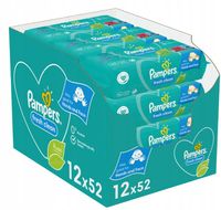 PAMPERS FRESH CLEAN WIPES CHUSTECZKI NAWILŻANE 12x52=624 SZT