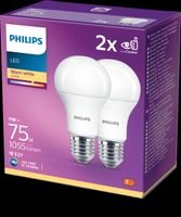 2x Żarówka LED Philips 75W E27 A60 (ciepła biel)