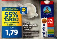 Mleko Łowickie UHT 3,2% 1L (przy zakupie 6 z kuponem Lidl Plus)